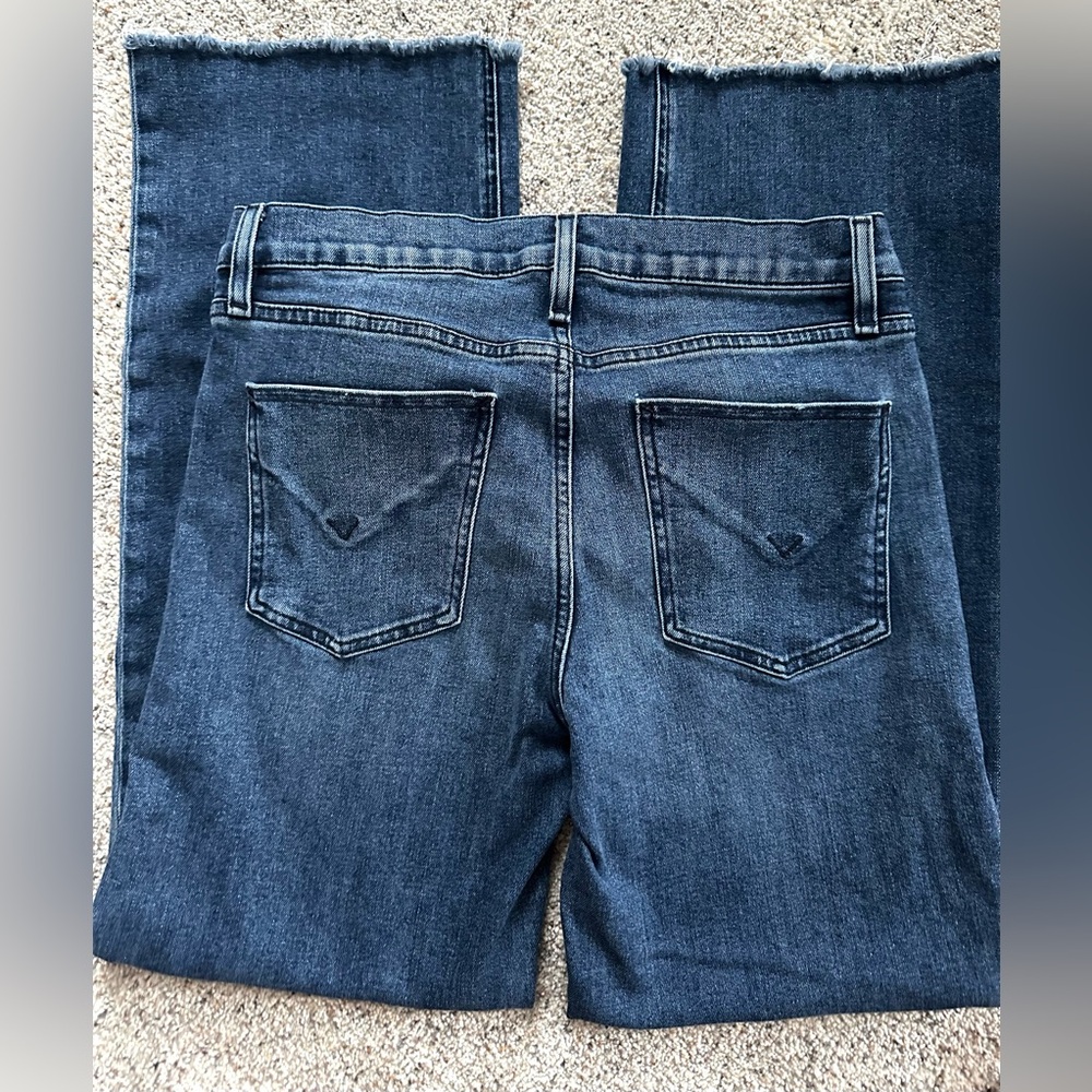 Hudson Rosie High Rise wide leg med-dark wash raw hem size 28